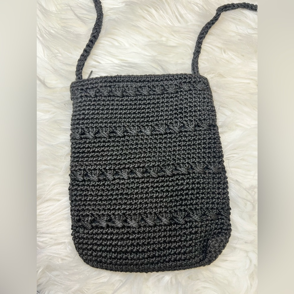 Kids small black crochet crossbody bag